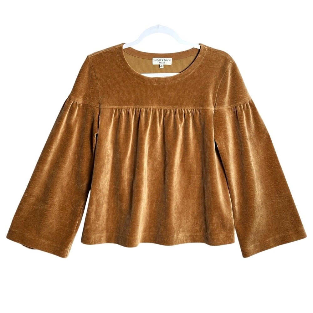 Madewell Texture & Thread Sz‎ S Velvet Corduroy Swing Top Flared Sleeves Boxy
